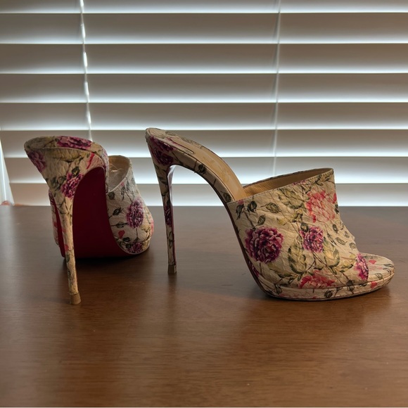 Christian Louboutin Pigamule 120 Floral Watersnake Heel Mule Sandals Heels - Picture 12 of 12